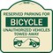 Signmission Reserved Parking for Bicycle Unauthorized Vehicles Towed Away Alum Sign, 18" x 18", TG-1818-23131 A-DES-TG-1818-23131 - alternate 1